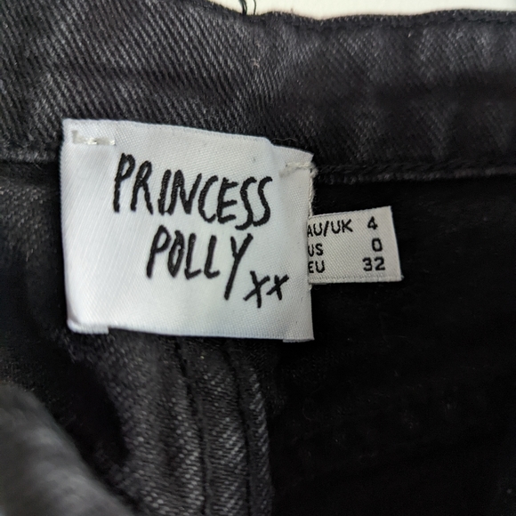 PRINCESS POLLY High Rise Raw Hem Distressed Black Jeans Size 0 - Picture 7 of 12